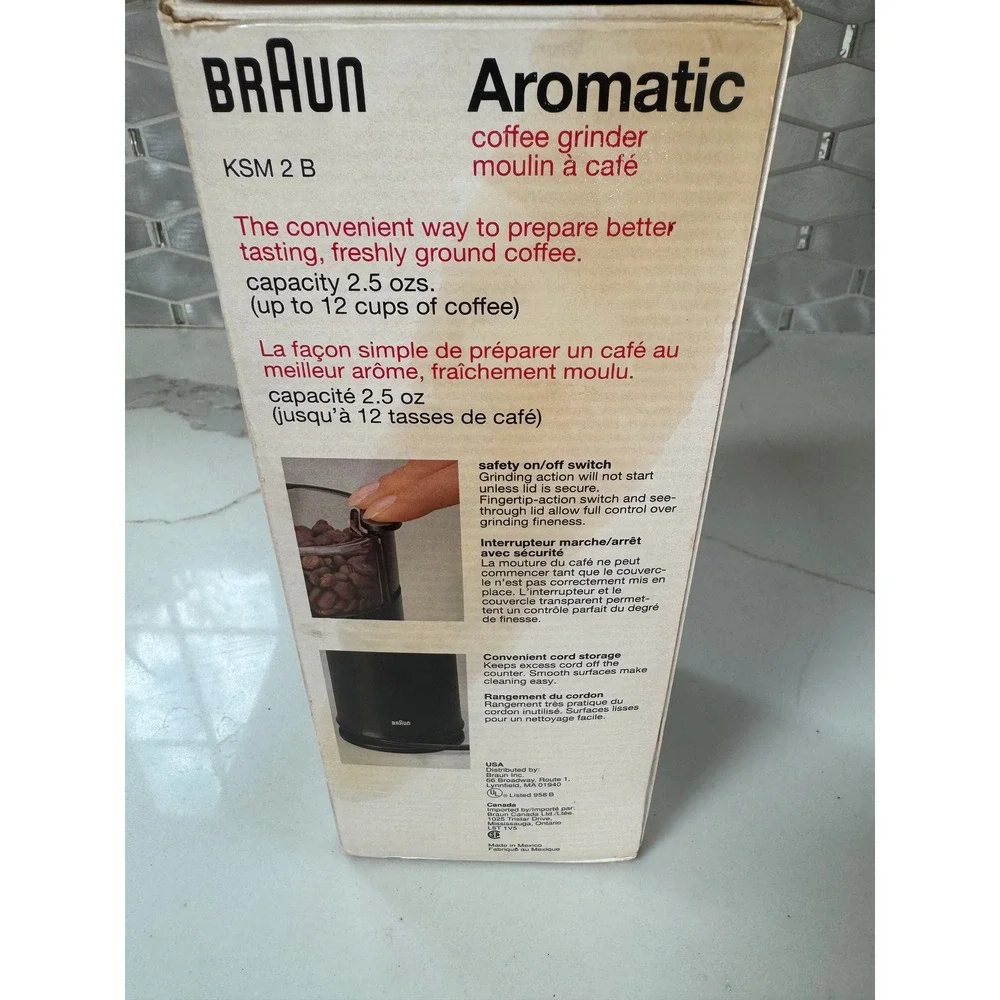 Vintage Braun Aromatic Coffee Grinder KSM2 Type 4041 Black Electric Blade Mill